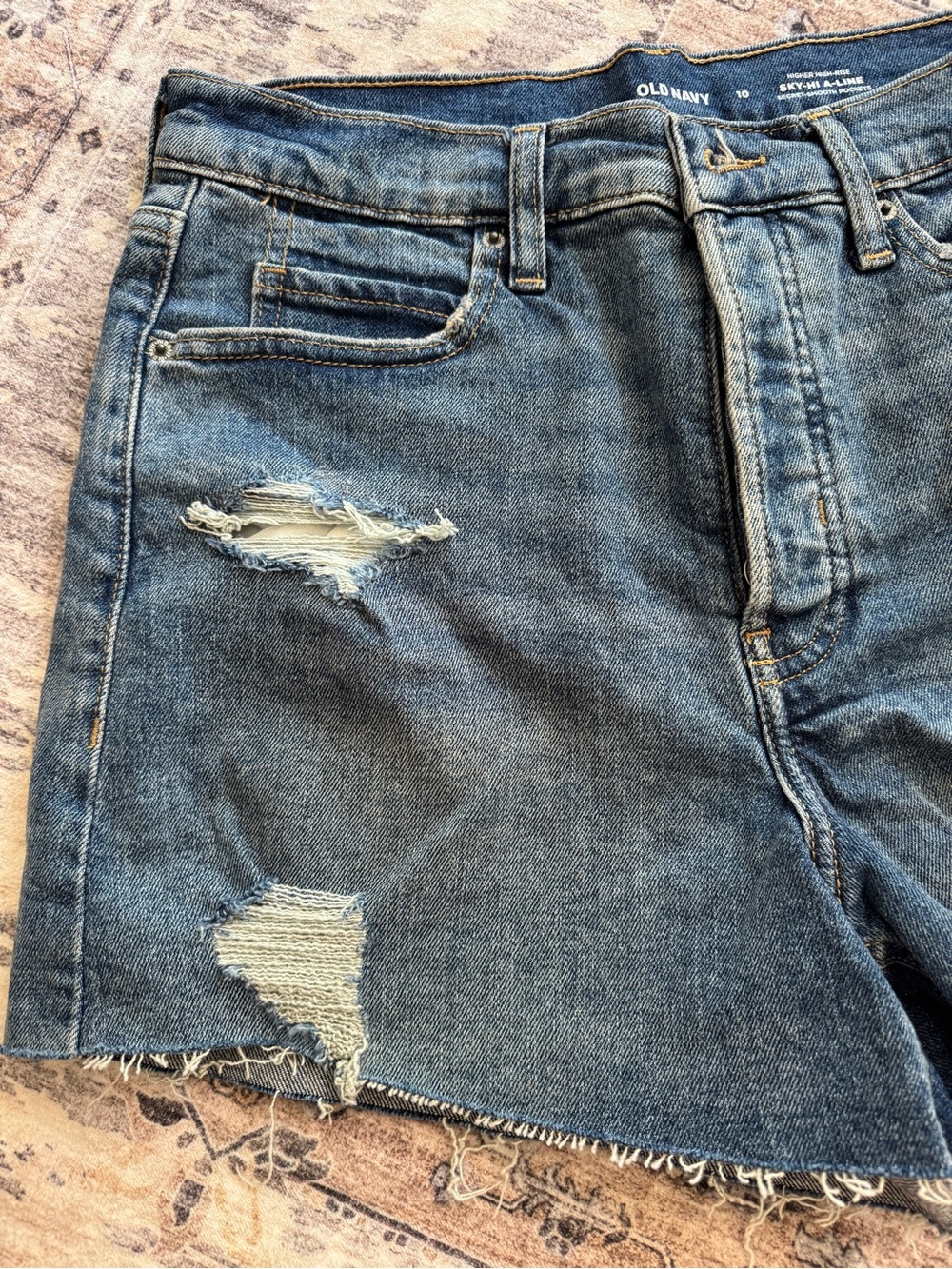 Higher High-Waisted Button-Fly Ripped Cut-Off Jean Shorts - Picture 3 of 6